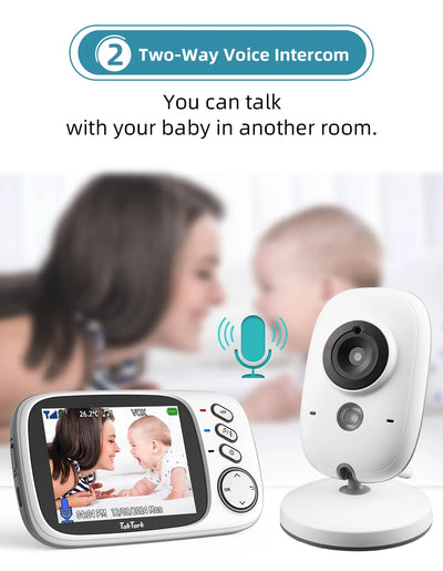 TakTark 3.2 Inch Wireless Video Baby Monitor With Lullabies Auto Night Vision Two Way Intercom Temperature Monitoring Babysitter by Smarsty