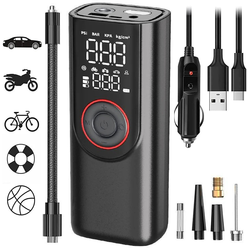 Portable Cordless Tire Inflator Pump Fast Inflate Car Bike - Smarsty