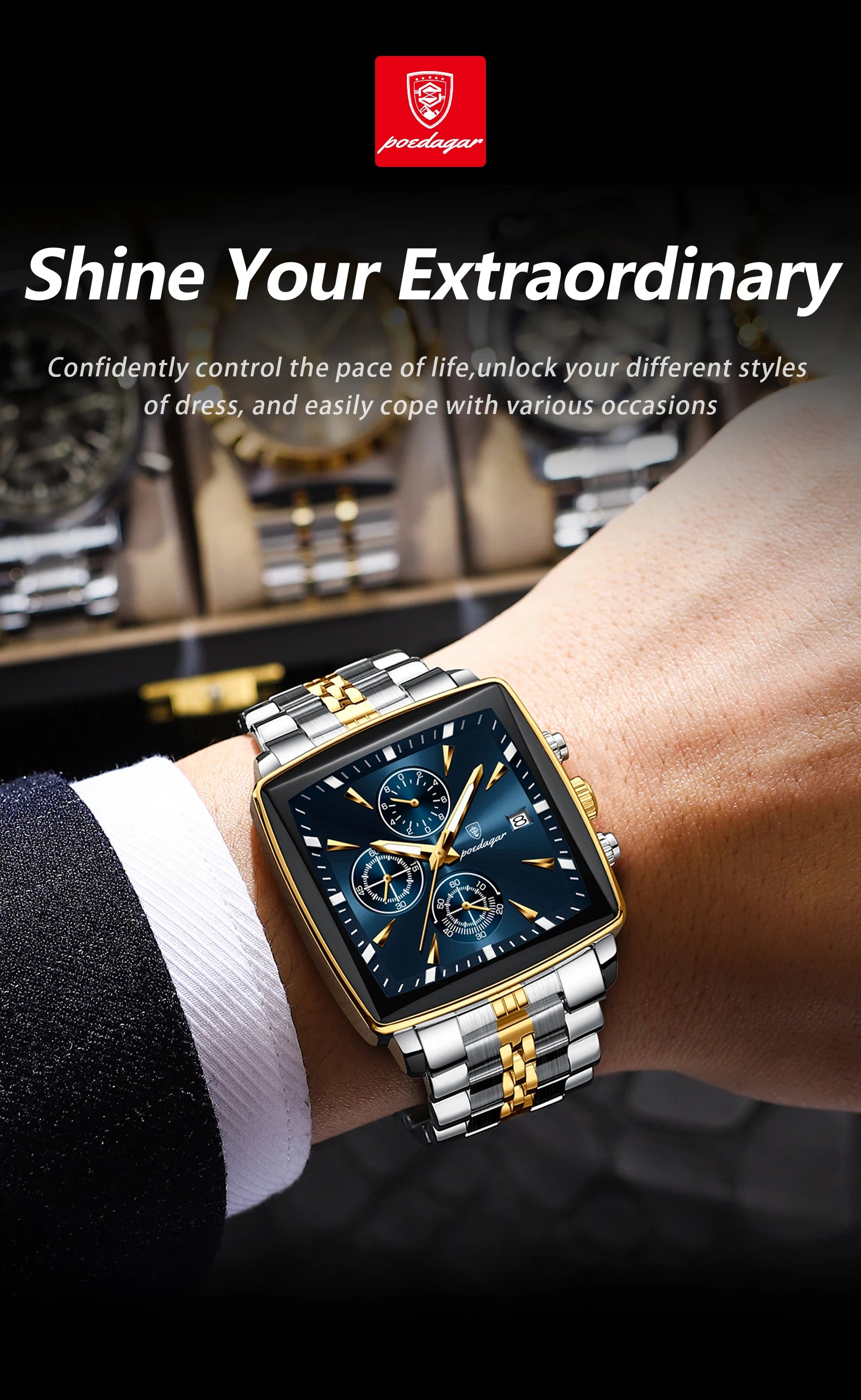 Luminous Waterproof Men's Chronograph Watch with Date - Smarsty