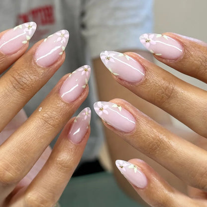 24pcs Flower Design Fake Nail Tips Full Cover - Smarsty