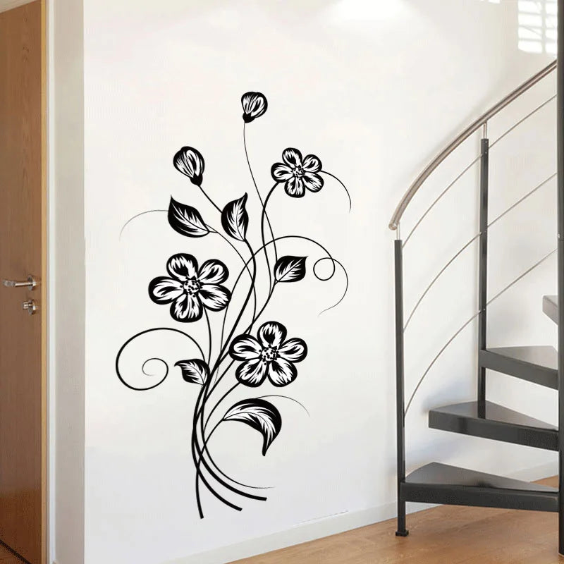 Beautiful Black Flower Wall Sticker for Home Decor - Smarsty