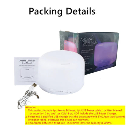 500ML USB Essential Oil Diffuser with Colorful Night Lights - Smarsty