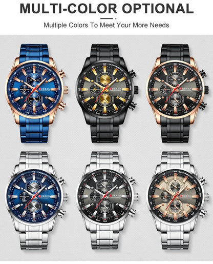 Luxury CURREN Quartz Men’s Watch Waterproof Sport Chronograph - Smarsty