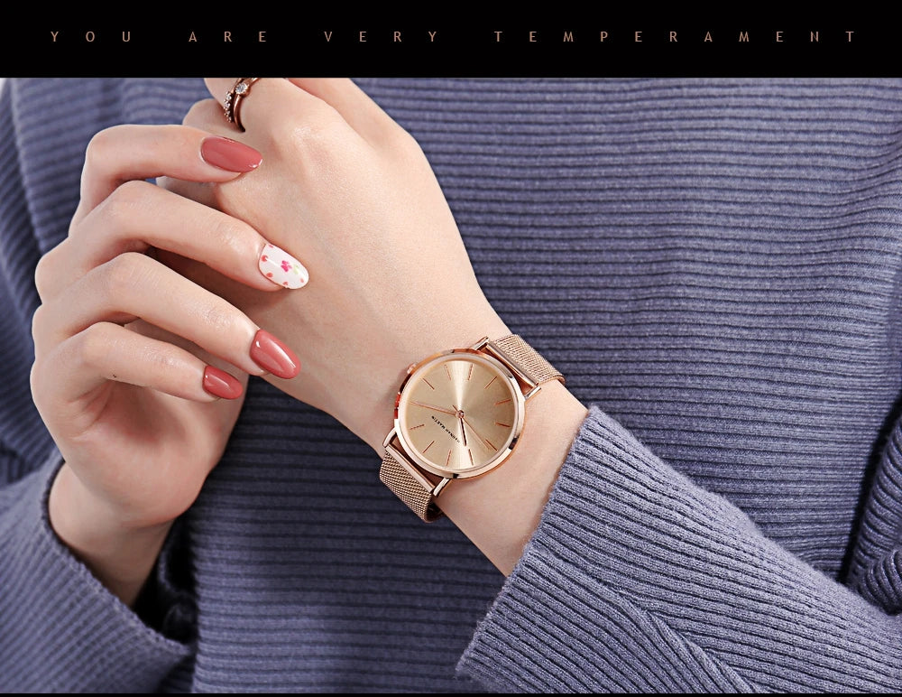 Rose Gold Women's Bracelet Watch with Japan Quartz Movement - Smarsty