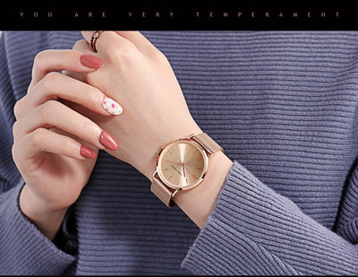 Rose Gold Women's Bracelet Watch with Japan Quartz Movement - Smarsty