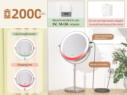 8 Inch Makeup Mirror With Light And 10X Magnification - Smarsty
