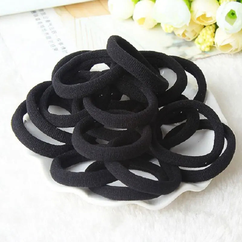 50Pcs Black Hair Ties Seamless No Damage Thick Hold - Smarsty