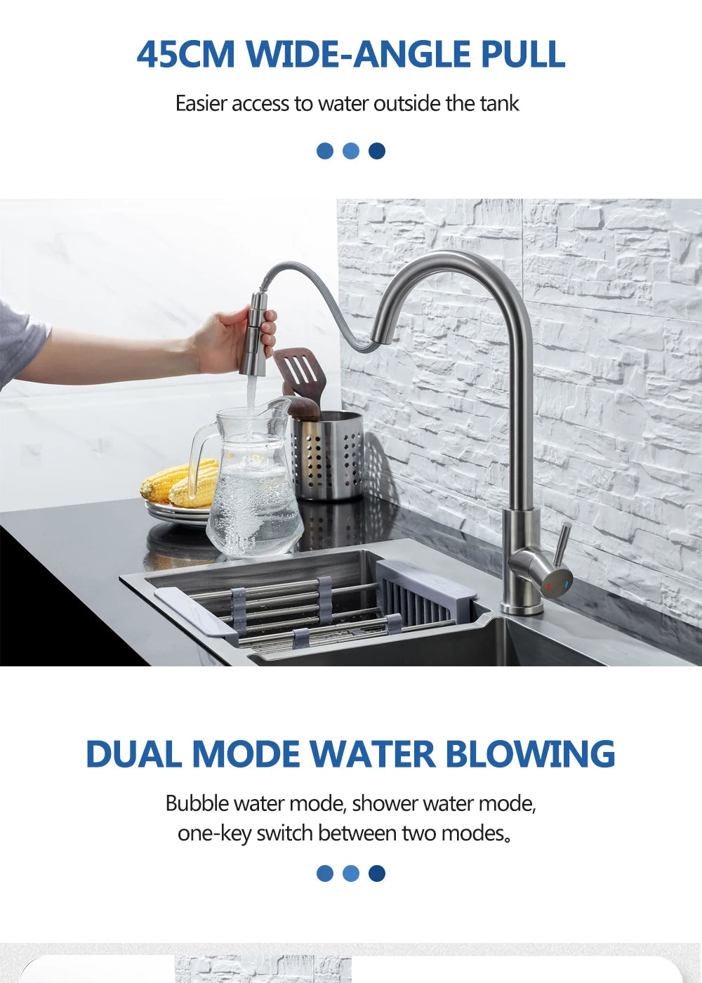 Brushed Nickel Pull Out Kitchen Faucet with Single Handle - Smarsty