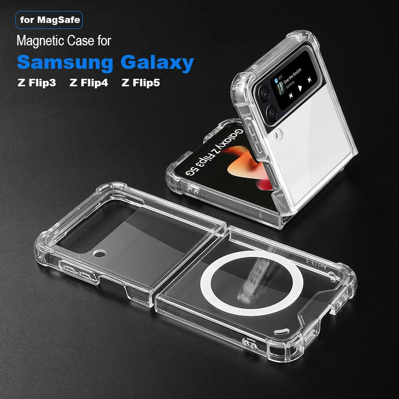 Transparent MagSafe Case With Air Cushion Shockproof Z Flip - Smarsty