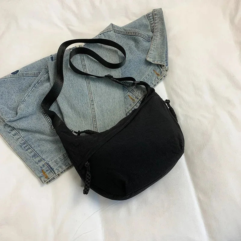Minimalist Nylon Shoulder Bag With Multifunctional Storage - Smarsty