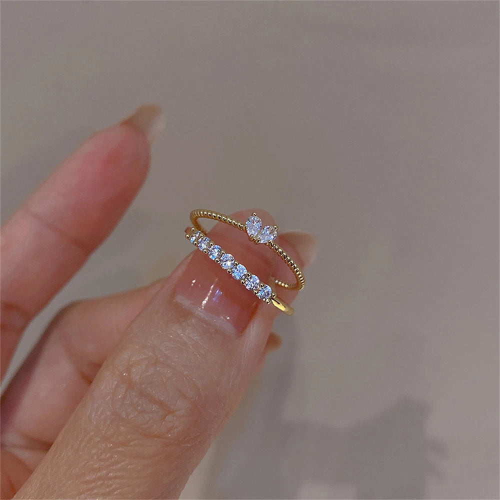 Elegant Dainty Crystal Heart Rings Set for Women - Smarsty