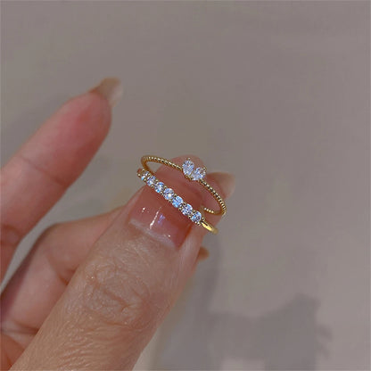 Elegant Dainty Crystal Heart Rings Set for Women - Smarsty