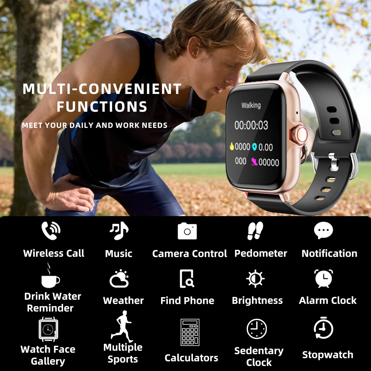 Waterproof Smart Watch with Call Alerts and Sleep Tracking - Smarsty