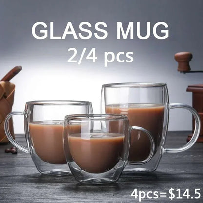 Double Bottom Thermal Glass Coffee Cup Set - Smarsty