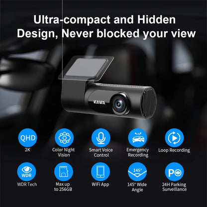 Car Dash Cam 2K Video Recorder With Night Vision WiFi - Smarsty