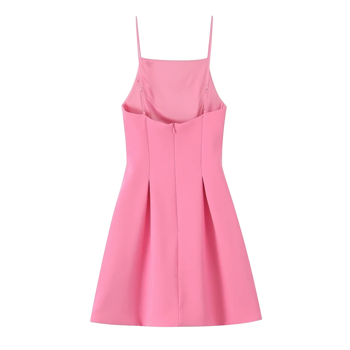 TFMLN Elegant Ladies Pink Spaghetti Strap Dress 2025 Summer New Simple Style Women Slim Short Dress Party Fashion A-Line Dress - Smarsty