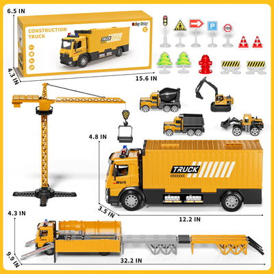 Carrier Truck Race Track Kids Toys Construction Truck Toys For 3-8 Years Old Boy Transport Car Truck With Tower Crane Truck Sets