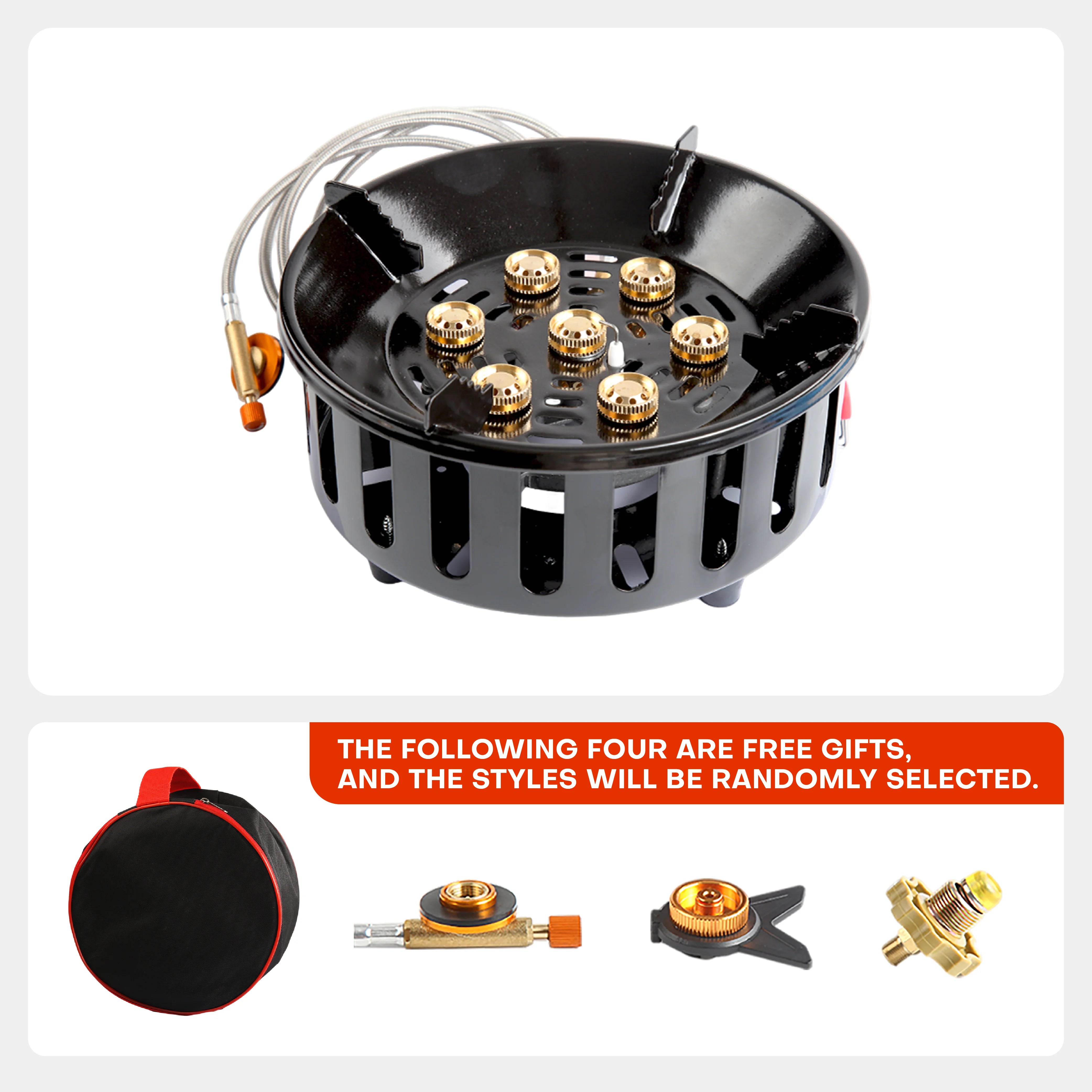 19800W 7-Core High-Power Camping Stove - Windproof Portable Gas Burner with Electronic Ignition for Hiking & Travel