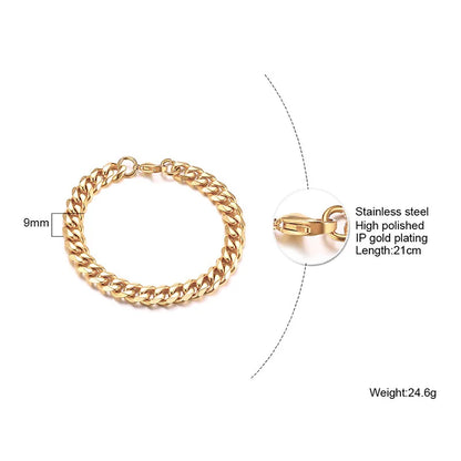 Vnox Men's Stainless Steel Cuban Link Chain Bracelet - Smarsty