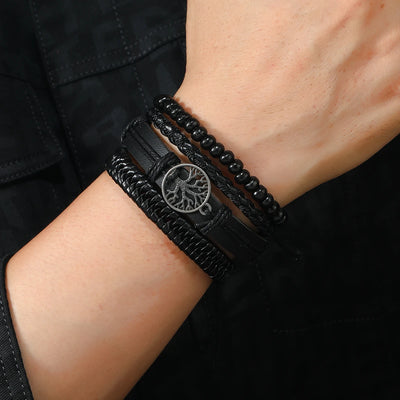 Men’s Leather Braided Bracelets Vintage Ethnic Wristband - Smarsty