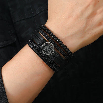 Men’s Leather Braided Bracelets Vintage Ethnic Wristband - Smarsty