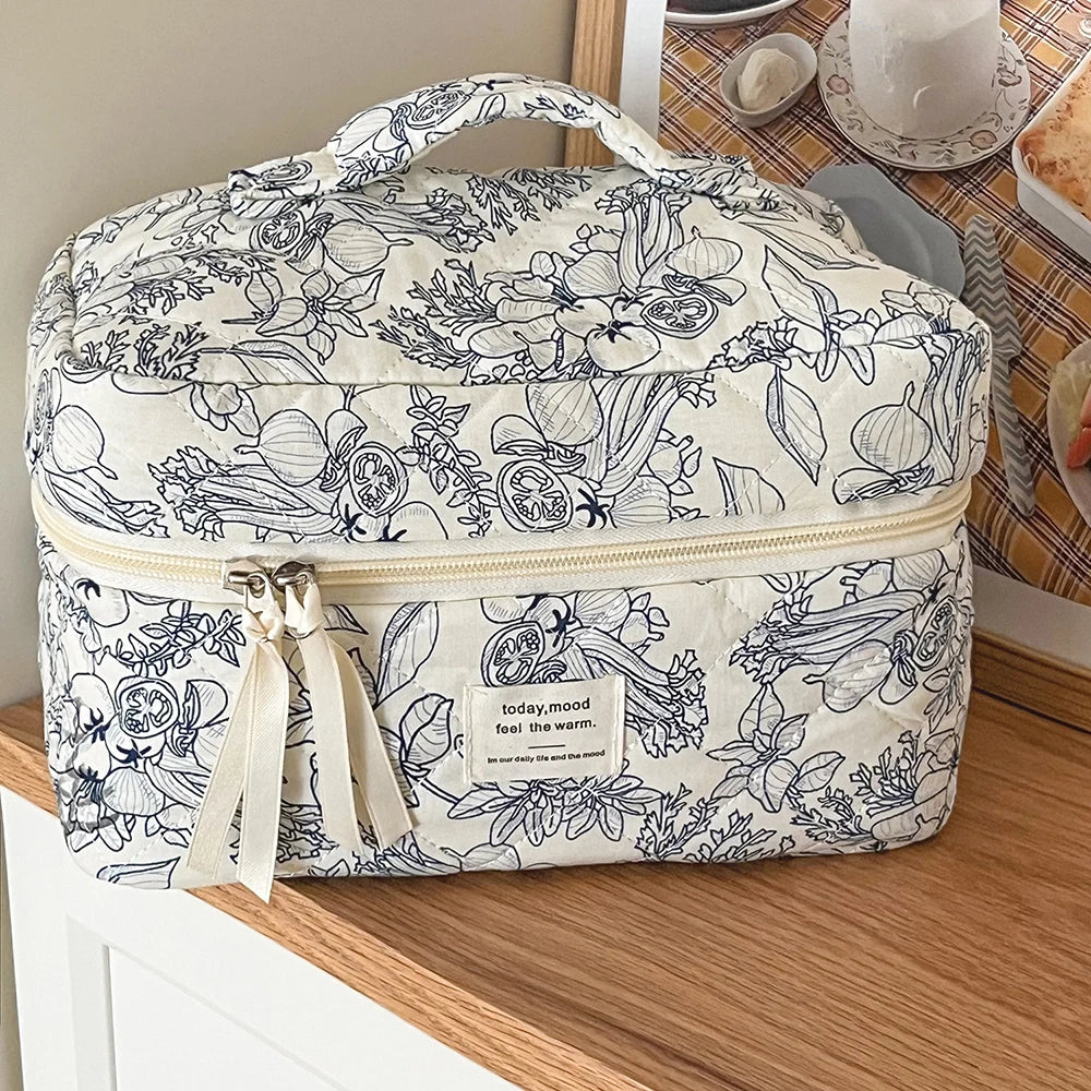 Wholesale Vintage Flower Women Cosmetic Bag Portable Zipper Makeup Travel Organizer Female Handbag Toiletry Quilting Pouch - Smarsty
