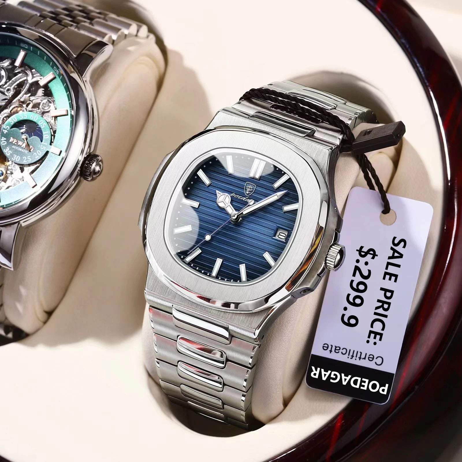 Luxury Waterproof Square Men Wristwatch with Luminous Date - Smarsty