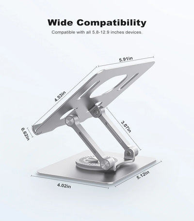ST02 Tablet Stand Adjustable with 360 Swivel Base Aluminum Tablet Stand Holder Universal Tablet Holder for iPad Samsung - Smarsty