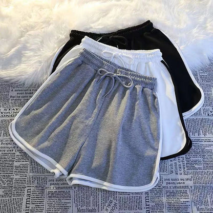 Striped Sports Shorts Women Korean Fashion Casual Mini Shorts Summer Simple Loose Wide Leg Shorts Ladies New - Smarsty