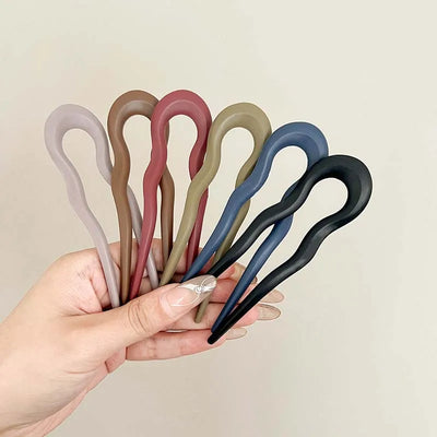 U-Shaped Hair Fork Fashion Tortoiseshell Acetate Acrylic Hairpin Geometric Headwear Hair Sticks Women Girls Hair Accessories - Smarsty
