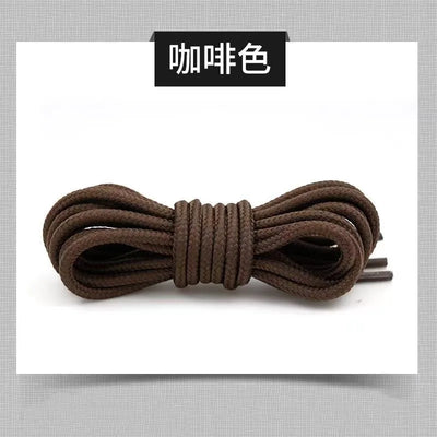 2pcs/ Pair Round Solid Polyester Black Brown Shoelaces For Marten Boot Women Men Outdoor Hiking Boots Sports Shoes Lace Strings - Smarsty