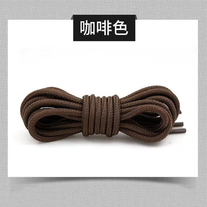 2pcs/ Pair Round Solid Polyester Black Brown Shoelaces For Marten Boot Women Men Outdoor Hiking Boots Sports Shoes Lace Strings - Smarsty
