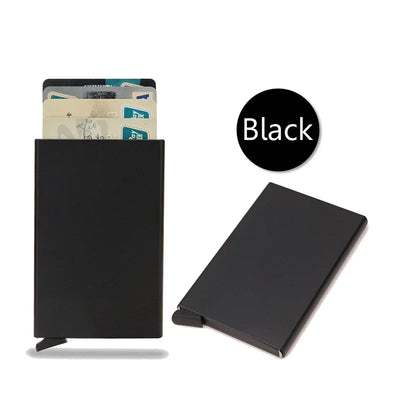 Anti Rfid Blocking Smart Wallet for Men Women ID Bank Credit Card Holder Metal Thin Slim Women Wallets Pop Up Minimalist Purse - Smarsty