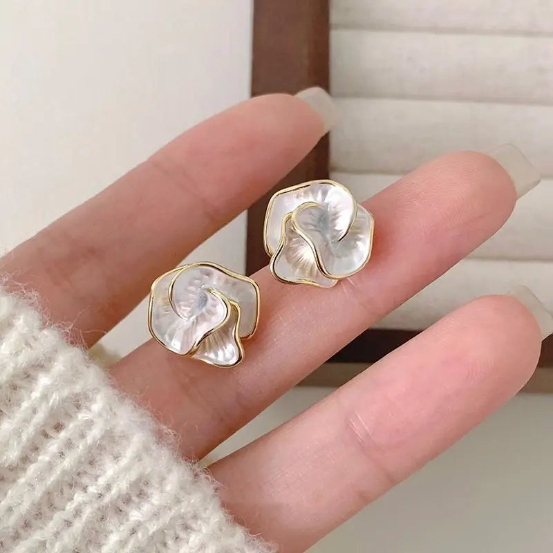 Delicate Camellia Stud Earrings For Women Floral Gift - Smarsty