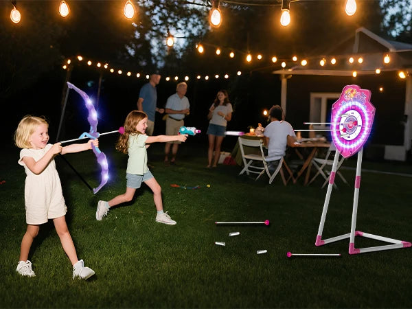 VATOS Night-Light Bow Arrow Guns Toy For Girls Archery Stand Target Board Indoor Outdoor Game Toys Kids Christmas Birthday Gift