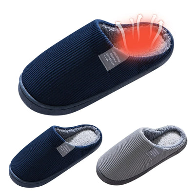 NEW Women's Men's Casual Thick Soft Bottom Home Slippers Household Plush Slippers Anti-slip Thermal Slippers Indoor Winter Flats - Smarsty