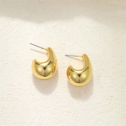 Vintage Chunky Dome Drop Earrings Gold Plated Stainless - Smarsty