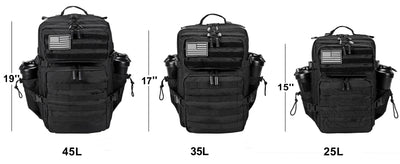 LHI 45L/35L/25L Tactical Backpack for Men and Women Waterproof Athlete Gym Outdoor Bag Travel Hiking Rucksack with Bottle Holder - Smarsty