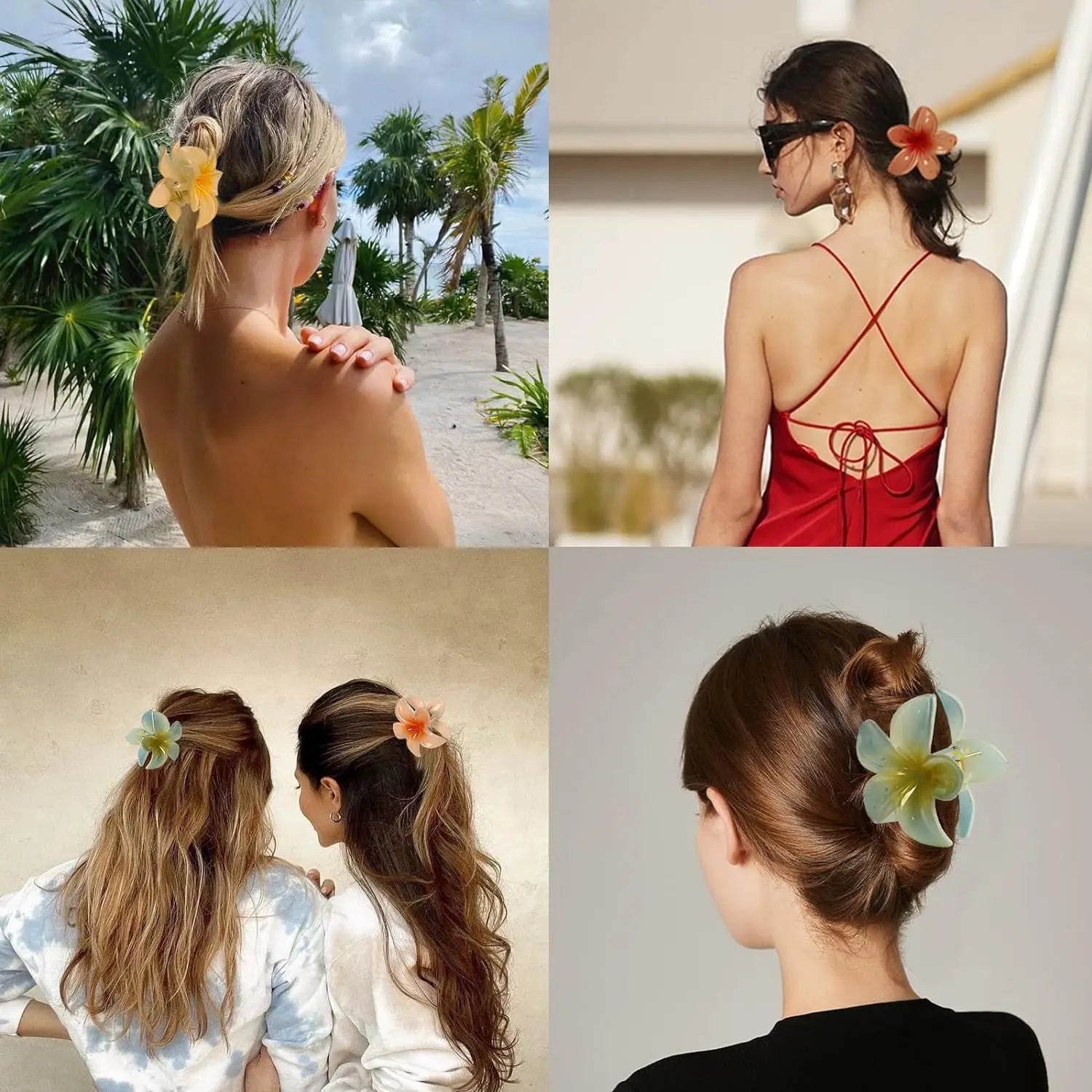 Bohemian Floral Hair Clips Beach Claw For Vacation Style - Smarsty