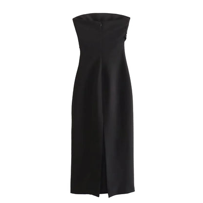 ASDS 2024 off shoulder black white long dress women bodycon beige midi dress woman summer backless sexy party dresses - Smarsty