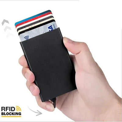 Anti Rfid Blocking Smart Wallet for Men Women ID Bank Credit Card Holder Metal Thin Slim Women Wallets Pop Up Minimalist Purse - Smarsty