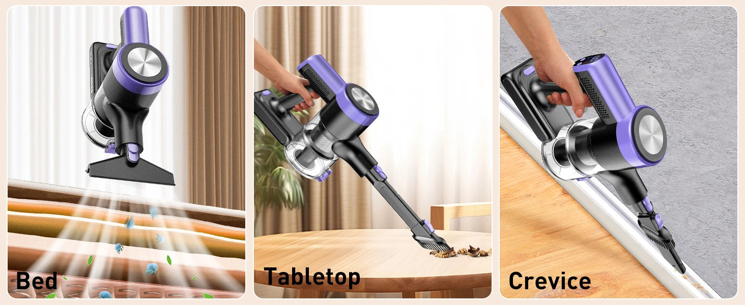 500W/55KPA Self-Standing Cordless Vacuum Cleaner,60 Mins Handheld Vacuum Cleaners,Smart LED Screen Vacuum for Carpet/Pet Hair - Smarsty