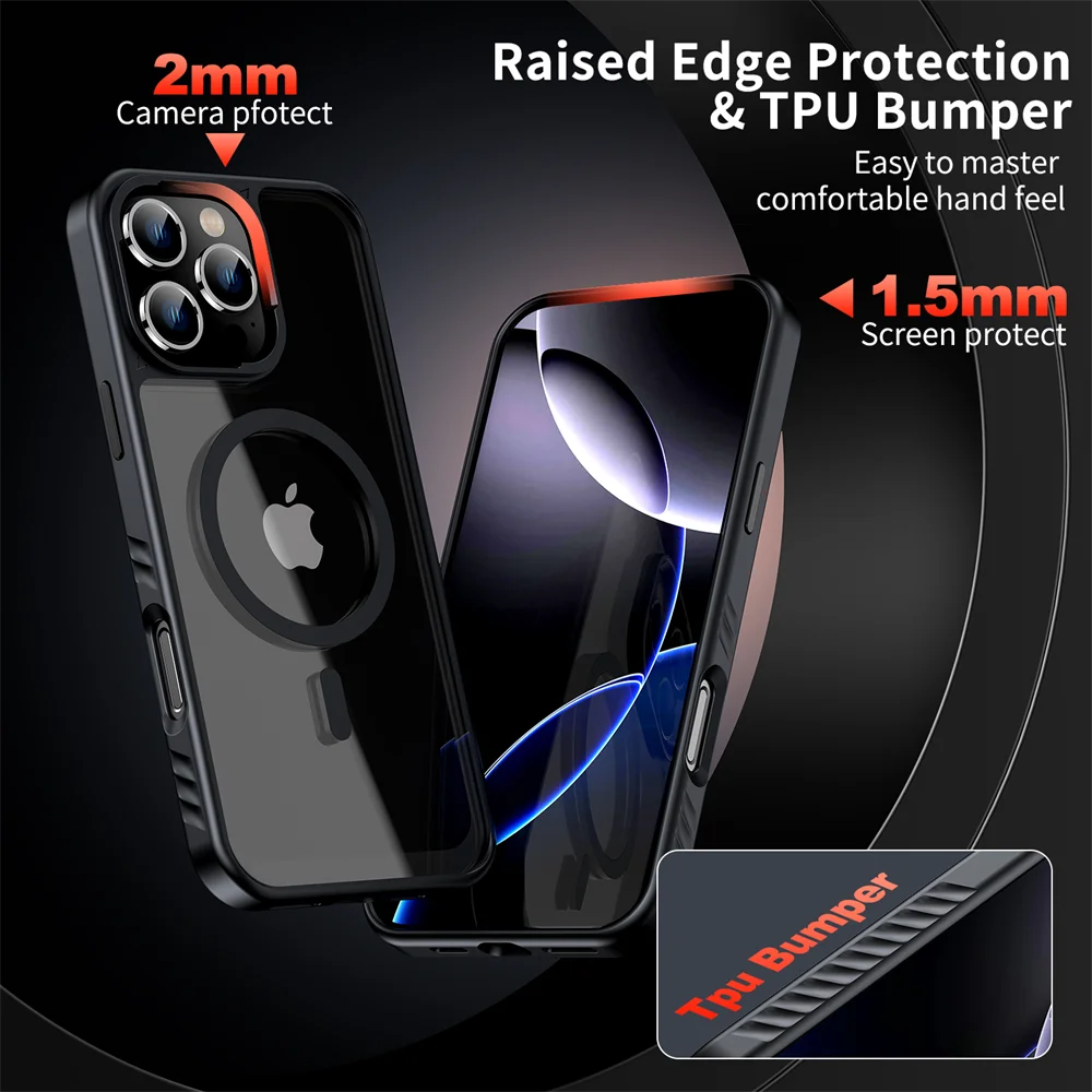Luxury Acrylic Clear For Magsafe Magnetic Phone Case For iPhone 15 14 13 12 16 17 Pro Max Wireless Charge Bumper Protector Cover