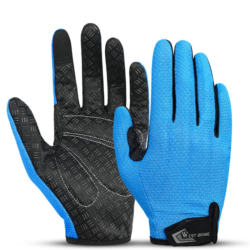 West Biking Full Finger Cycling Gloves Non Slip Silicone Palm - Smarsty