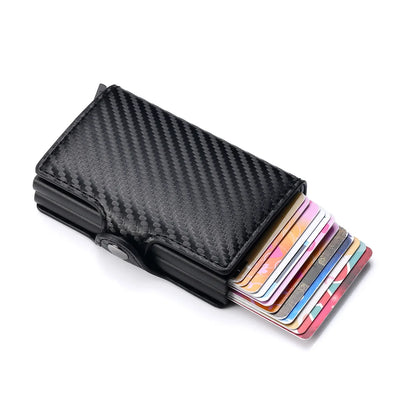 Rfid Men Card Wallets Carbon Fiber Slim Mini Wallet 14 Card Holders Small Money Bag Male Purses - Smarsty