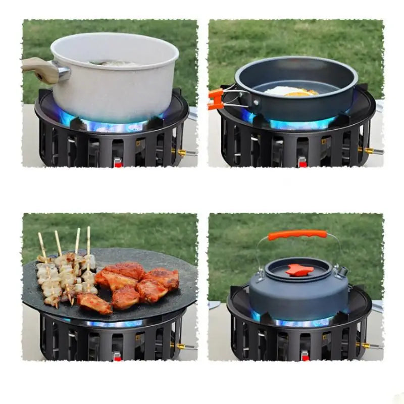 19800W 7-Core High-Power Camping Stove - Windproof Portable Gas Burner with Electronic Ignition for Hiking & Travel