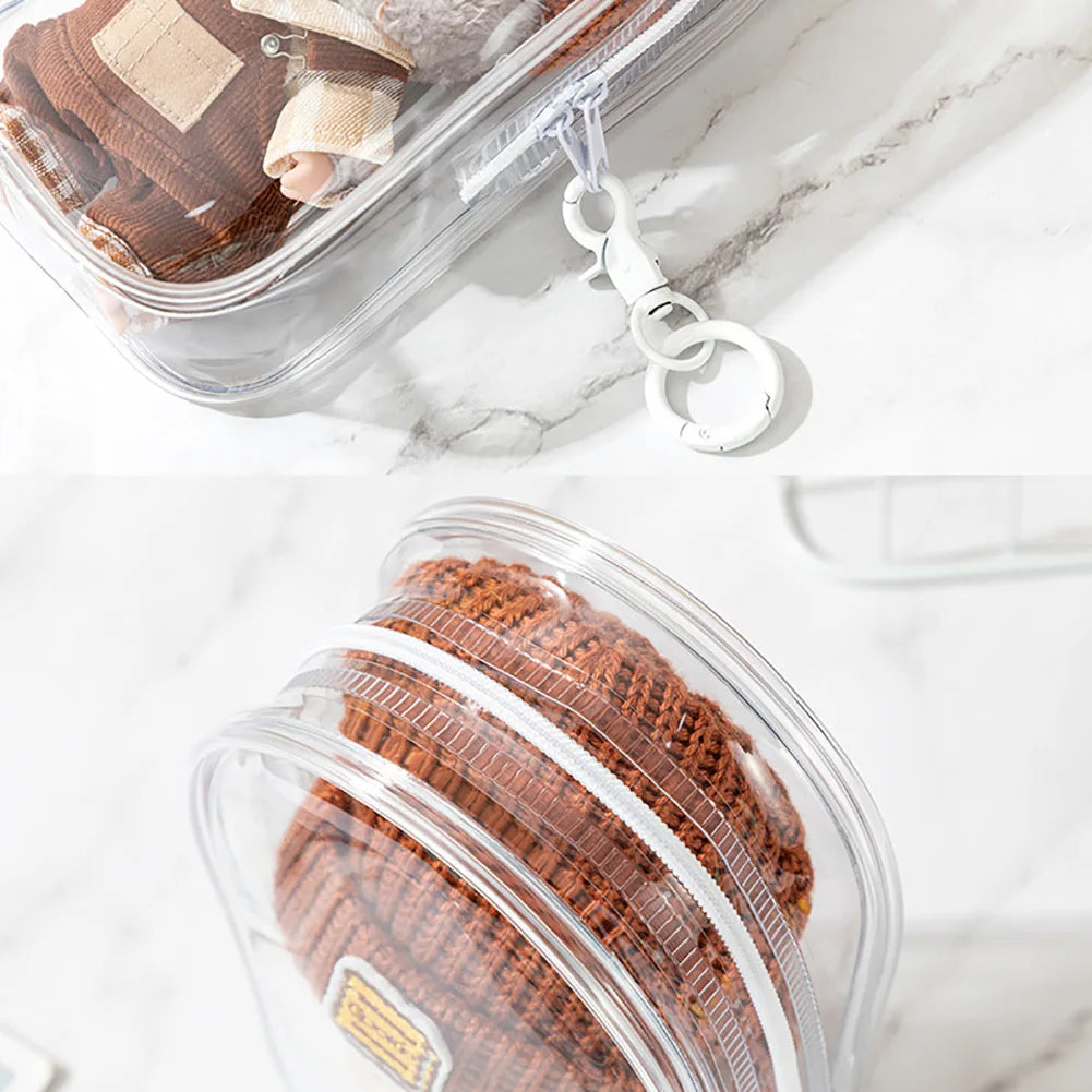 Colorful Transparent Protector Case Organizer Box for 17cm Labubu V3 Dolls Outdoor Display Bag With Keychain Doll Accessories by Smarsty