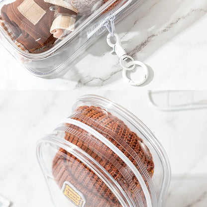 Colorful Transparent Protector Case Organizer Box for 17cm Labubu V3 Dolls Outdoor Display Bag With Keychain Doll Accessories by Smarsty