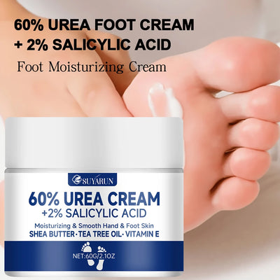 SUYARUN 60% Urea Foot Cream for Cracked Heels & Dry Skin - Intensive Moisturizing Treatment, Callus Remover, Diabetic Foot Care. - Smarsty