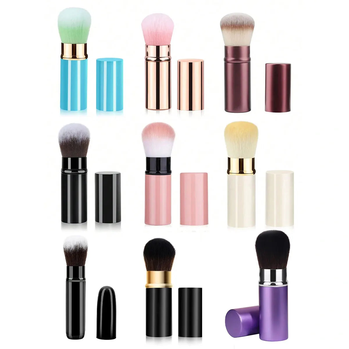 Retractable Makeup Brush with Aluminum Handle for Easy Application - Smarsty